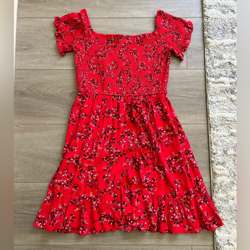Xhiliration Floral Red Dress